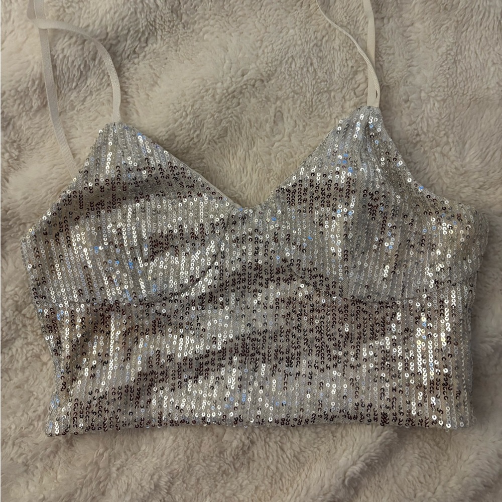 Silver Sequin Women's Top size Medium
